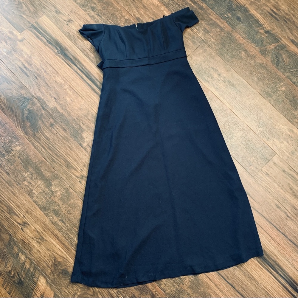 Nicole Miller Off Shoulder Crepe Tie Back Gown 12
